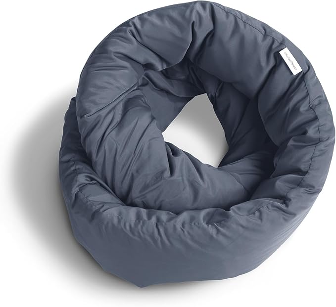 Huzi Infinity Pillow - Travel Neck Pillow - Versatile Soft 360 Support Scarf - Machine Washable - Home Travel Flight Road Trips Airplane Sleeping (Midnight Grey)