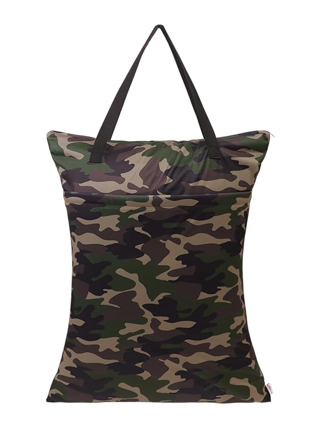 ALVABABY Large Wet Dry Bag Waterproof Hanging Cloth Diaper with Double Zippered Pockets 25x18 inches Laundry Bag HL-LW28, Camouflage