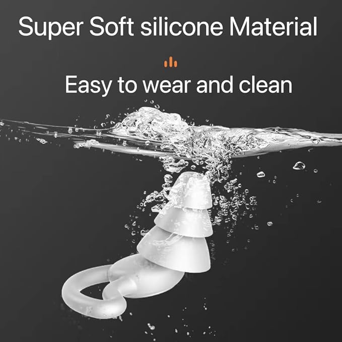3 in 1 Ear Plugs for Noise Reduction, Ear Plugs for Sleeping Noise Cancelling, Washable Hearing Protection for Work, Travel, Concert, Swimming, Sleep Snoring