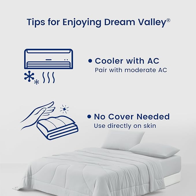 Dream Valley® Outlast® Deepsleep Cooling Comforter, King Size, NASA-Grade Space Technology Cooling Blanket for Hot Sleepers Night Sweats, Q-Max > 0.45Aerocool™ Breathable Light Grey, 106"x90"