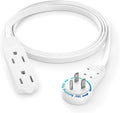 Maximm Cable 3 Ft 360° Rotating Flat Plug Extension Cord/Wire, 16 AWG Multi 3 Outlet Extension Wire, 3 Prong Grounded Wire - White - UL Certified
