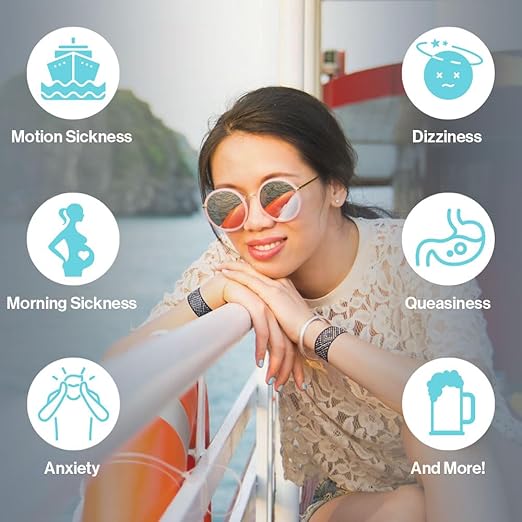 Acupressure Motion Sickness Bands - Cecilia Duo (Large) - Stylish Morning Sickness Relief Band | Travel, Pregnancy, Cruise