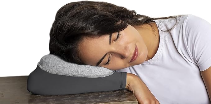 Arm Pillow, Portable Travel Memory Foam Pillow, Ultra Slim and Comfortable (Grey)