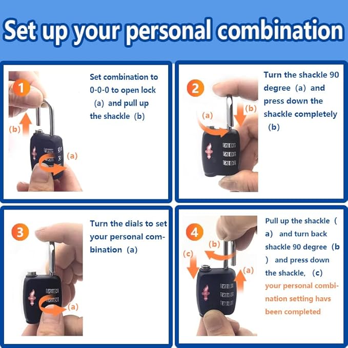 TSA Locks 2-Pack - Easy-to-Remind Combo Locks for Kids & Seniors, Zinc Alloy Travel Locks for Luggage, Gym Lockers, School Backpacks, TSA Approved (54g Ultra Lightweight, 2.36in Compact)