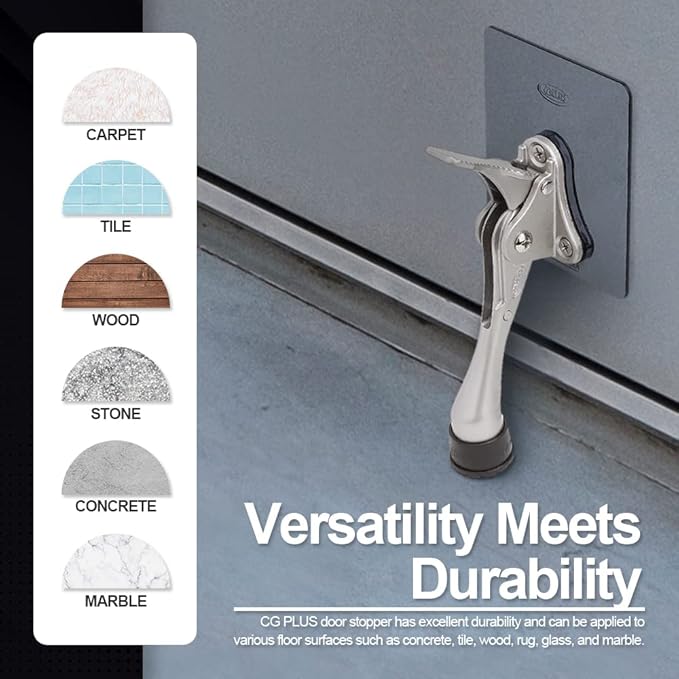 One-Touch Doorstop Adhesive Bracket (Black, 4inch x 2pack)