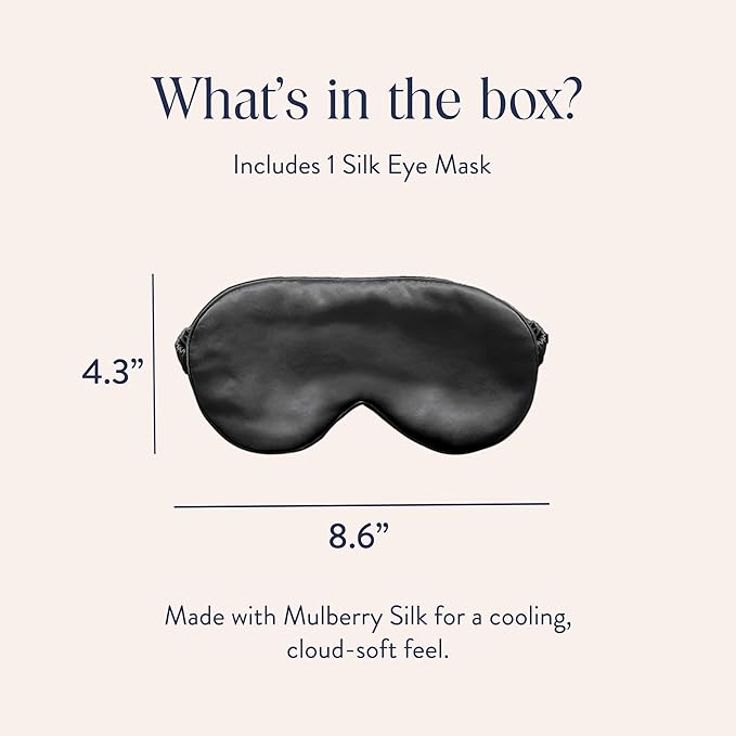 Brooklinen Silk Eye Mask for Sleeping – Carbon Grey, 100% Mulberry Silk Sleep Mask with Soft Elastic Strap, Machine Washable, Breathable & Cool-to-The-Touch – Ideal for Sleeping & Traveling