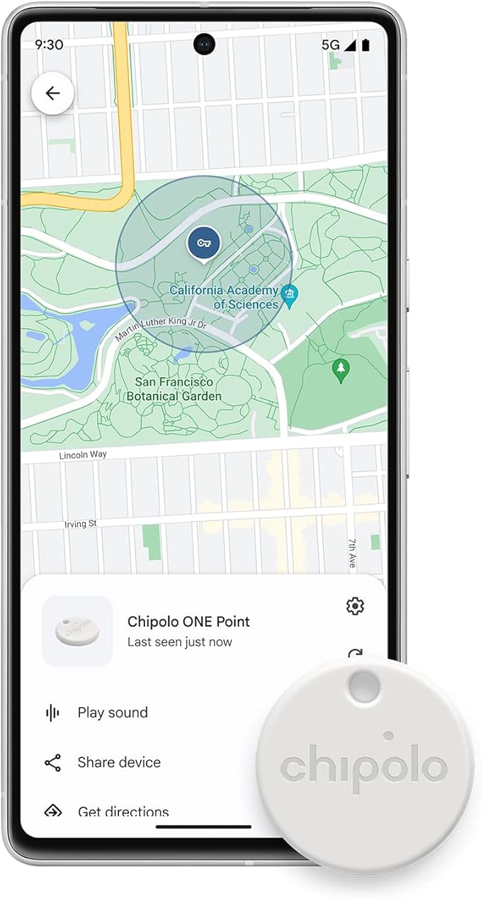 Chipolo ONE Point - Key Finder, Bluetooth Tracker for Keys, Bags, Item Tracker Tag - Works with Google's Find My Device app (Android only) (Off White)
