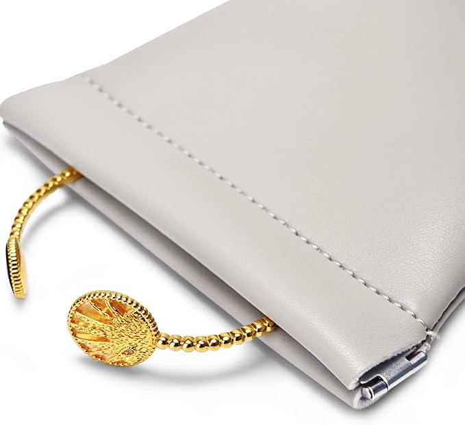 PU Leather Jewelry Travel Bag Leather Jewelry Pouch Christmas,Wedding Party Favor Gift Bag (S, Grey)