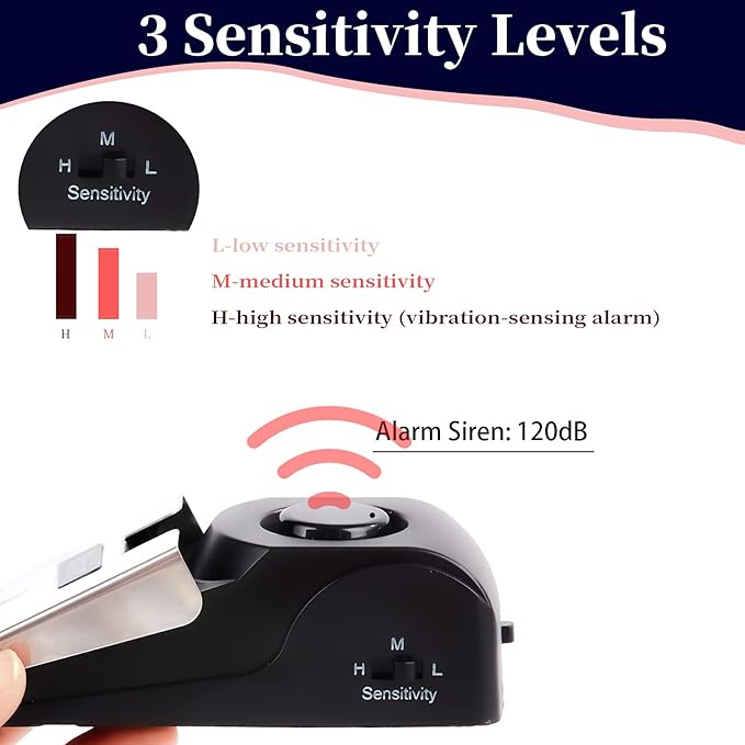 Door Stop Alarm, Door Stopper with 120DB Security Alarm, Floor Wedge Doorstop for Travel Apartment Home House (Pack of 4)