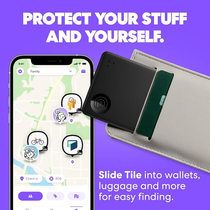 Tile by Life360 Slim - Wallet Finder, Bluetooth Tracker and Item Locator for Luggage Tags, Passports and More. Both iOS and Android Compatible. Phone Finder. 1-Pack (Navy Blaze)