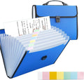 12 Pockets Letter Size/A4 Accordion File Organizer with Handle, TRANBO Expanding File Folder, Portable Paper Organizer, Expandable Plastic Document Organizer for Travel School Office - Blue