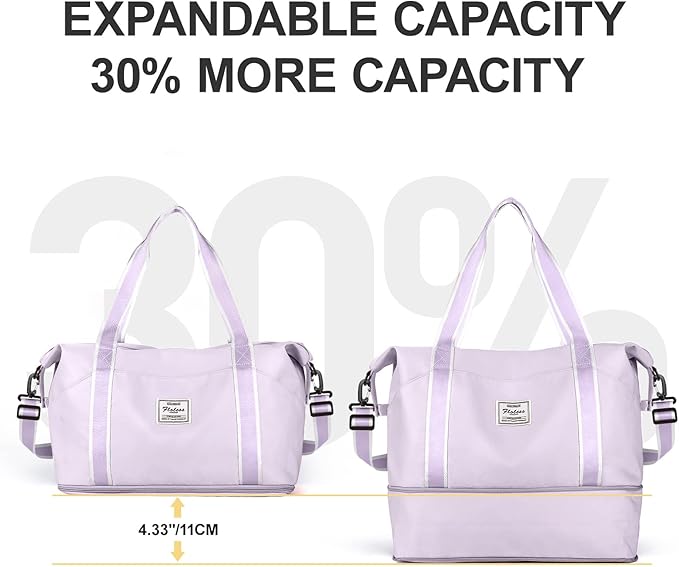 Travel Duffel Bag, Sports Tote Gym Bag, Shoulder Weekender Overnight Bag for Women