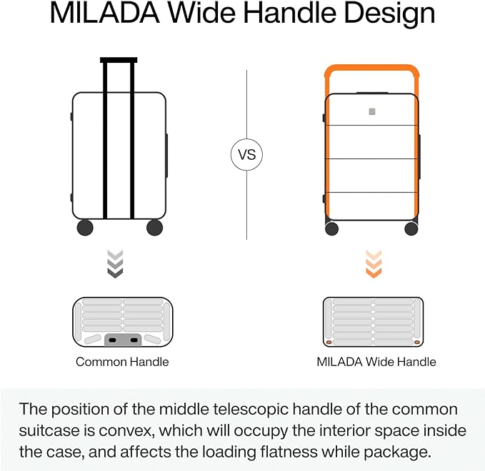 MILADA Wide Handle Carry On Luggage with Front Pocket Hardshell 20 Inch Front Opening Luggage with Spinner Wheels TSA Lock Aluminium Suitcase Airline Approved Carry-On Travel Luggage, Blackish Green