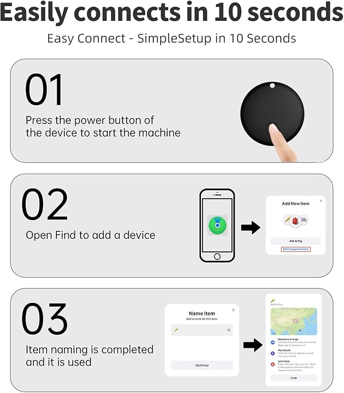 Air Tracker Tags-4 Pack Tracker Tag Work with Apple Find My (iOS 14.6 Above Only) Smart Tag Item Finders for Key, Luggage, Backpack，etc. (Black, 4 Pack)