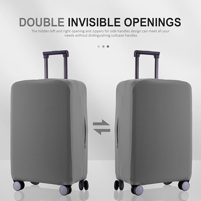 Travel Luggage Cover Suitcase Protector Scratch-Resistant Fit 19-31 Inch Suitcase, Not Included Suitcase (Slate Gray, L(26-27 inch))