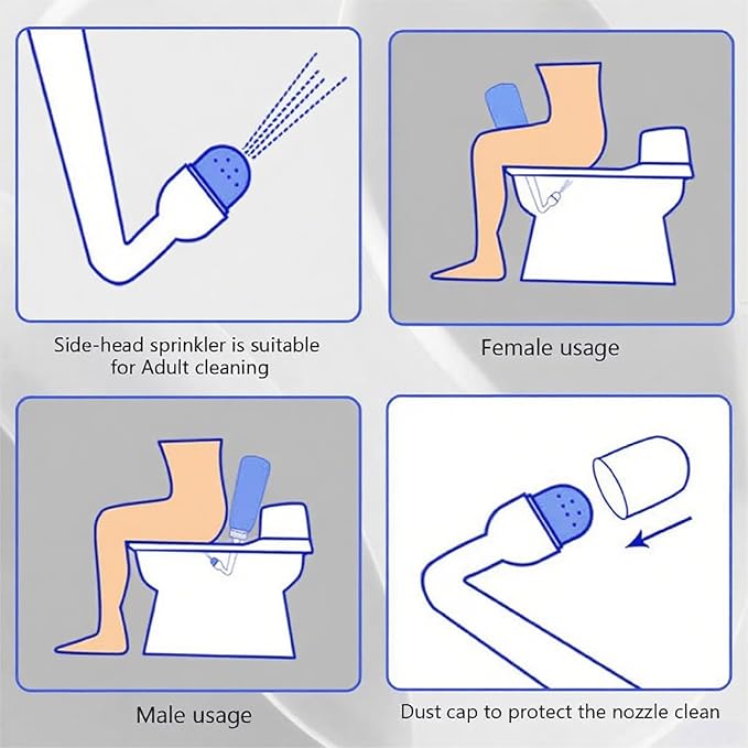 Portable Bidet for Travel-350ml Bottle with Adjustable Nozzle (Angled & Straight) , Gentle Portable Cleansing