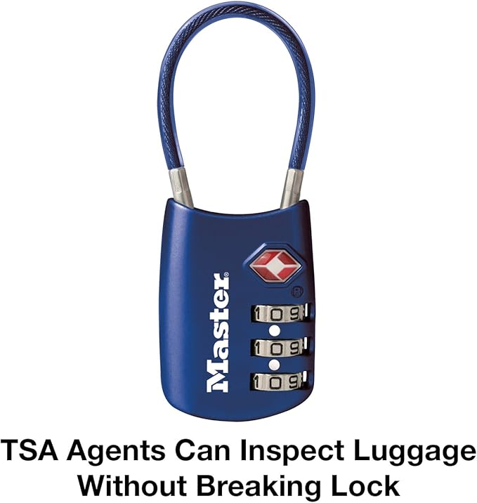 Master Lock Blue Set Your Own Combination TSA Approved Luggage Lock, Travel Zipper Padlock is Perfect for Suitcases, Bags, or Backpacks, 4688D