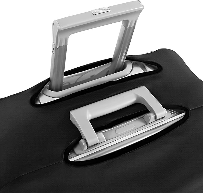 20 Inch PVC Luggage Protector Covers for TSA Approved Clear Suitcase Cover Protector Transparent Luggage Protective Cover Set (Black, Suitable for 19"-20")