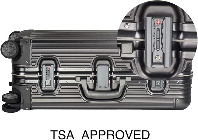 TRAVELKING All Aluminum Carry On Luggage with TSA Locks Fashion Cool Metal Hard Shell Spinner Suitcase (Grey, 20 Inch)