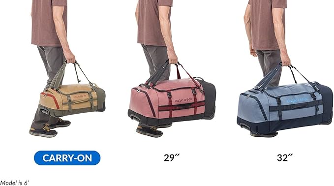 Eagle Creek Cargo Hauler XT Wheeled Duffel - Wheeled Backpack Duffel - Deployable Backpack Straps - Lockable U-Lid & Easy Access Compartment - Charcoal