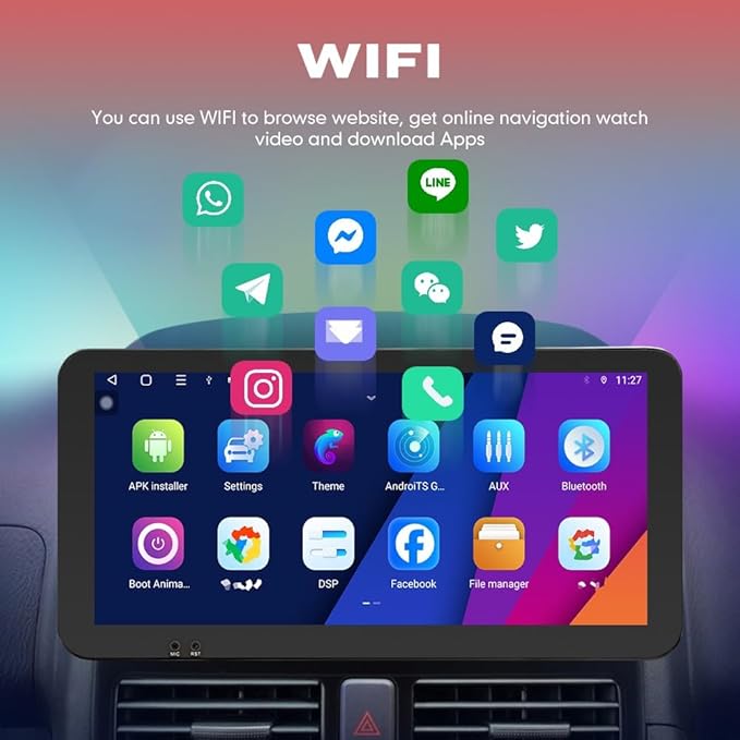 Kunfine CarPlay Android Auto Navigation Stereo GPS Radio Reverse Camera Display 10.33" QLED Touchscreen Headunit Tablet Pad Media Player for Subaru Forester 2007-2013, if Applicable Octa Core 4G+64G