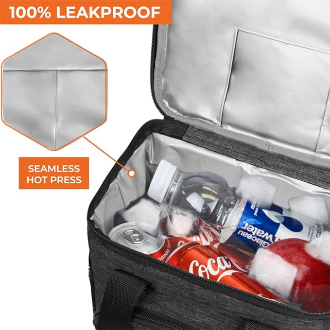 OPUX Soft Cooler Bag, Insulated Collapsible Lunch Cooler Bag for Men Work Camping Beach Travel, Portable Soft Sided Leakproof Waterproof Large Lunch Bag Box with Shoulder Strap 18 Cans, Charcoal Gray