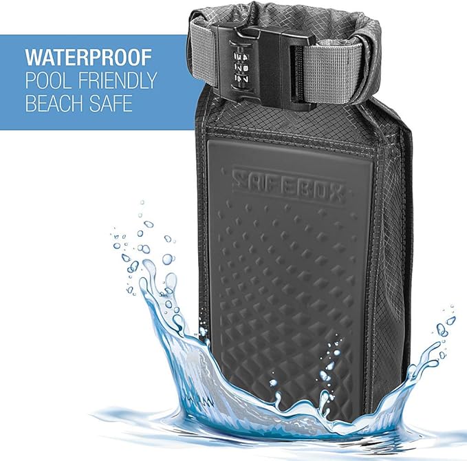 Lewis N. Clark Safebox Portable Safe with Anti Theft Combination Lock and Slash Resistant Material to Protect Wallet, iPhone and Valuables at the Beach, Pool, Camping + Hotel, Small