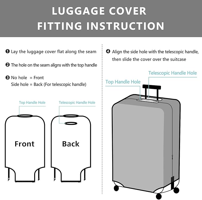 Travelkin Luggage Covers With Tag For Suitcases Tsa Approved,Suitcase Covers Protector Fit 18-32 Inch Luggage,L