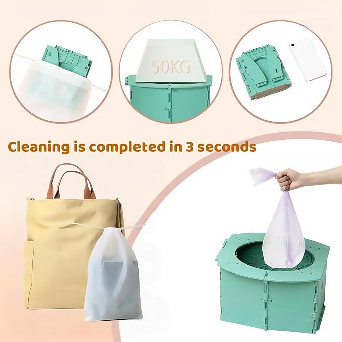 Travel Potty,Portable Potty Seat Foldable Travel Training Toilet Seat,Foldable Toilet for Outdoor Camping (Teal Pink)