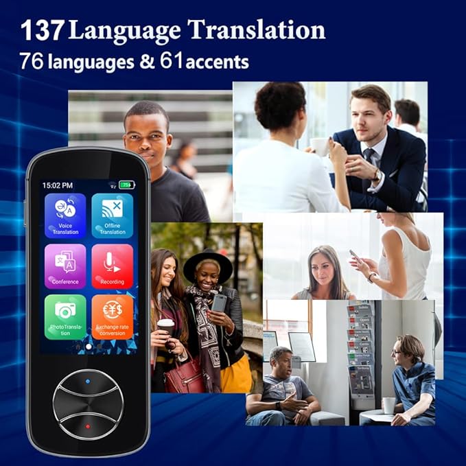 Language Translator Device No WiFi Needed, AI Translator Two Way Real Time Voice Translation with 137+ Languages, Offline/Photo Translation for Travel Business Learning