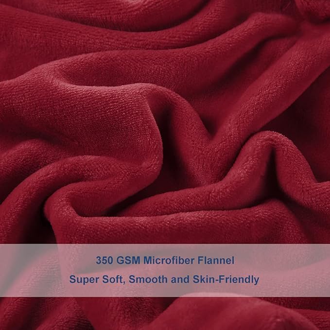 Surii Home Luxury Microfiber Flannel Blanket, Super Soft, Warm, Cozy, Fluffy, and Breathable, Perfect Throws for Bed, Couch, Sofa, for All Season Use. 350GSM Queen Size 90x90 Inches(Burgundy)
