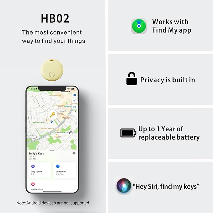 Reyke Smart Tag, Air Tracker Luggage Tracker, Works with Apple Find My (iOS Only), Item Locator for Key, Luggage, Backpack, Wallet, IP67 Waterproof, Yellow
