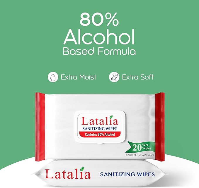 Hand Wipes | 80% Alcohol Hand Sanitizer Wipes for Hands & Face Moisturizing, Gentle, Convenient and Fragrance Free (Pack of 3, 20 Counts)