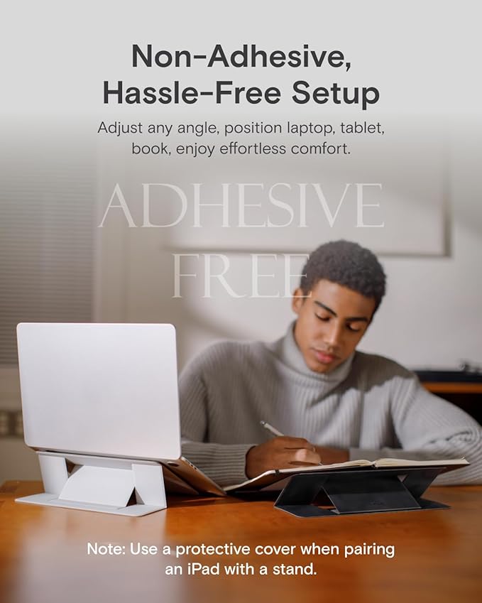 MOFT Invisible Laptop Stand for Desk, Stick-Free Tablet and Computer Stand with Dual-Angle, Foldable&Portable Laptop Riser Holder, Fits 7-11" Tablets&11-14" Laptops, Misty Cove (Non-Adhesive Version)