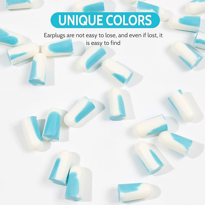 LYSIAN Ultra Soft Foam Earplugs 5 Pairs, 38dB SNR Ear Plugs for Sleeping, Snoring, and Loud Events (Blue/White)