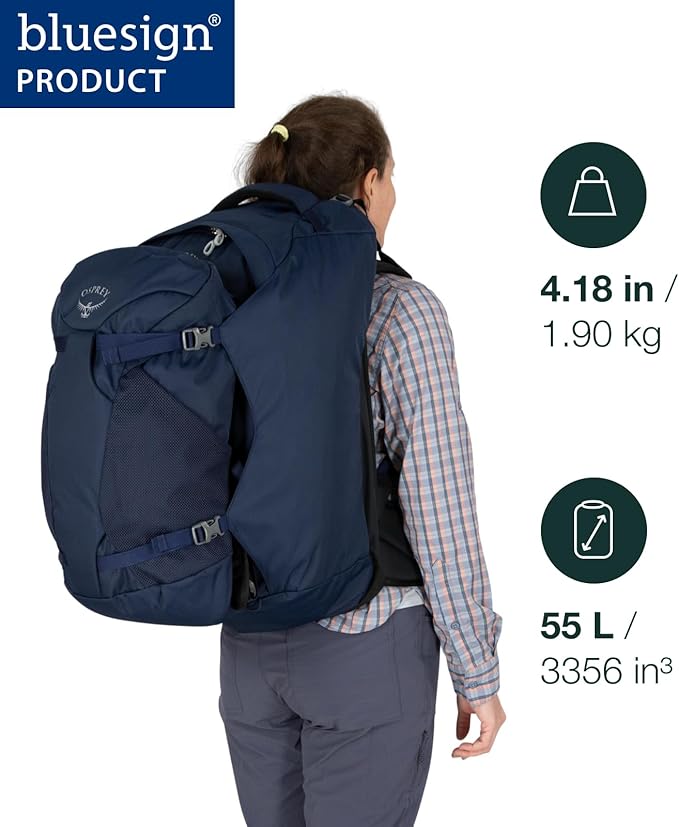 Osprey Fairview 55L Women's Travel Backpack, Night Jungle Blue