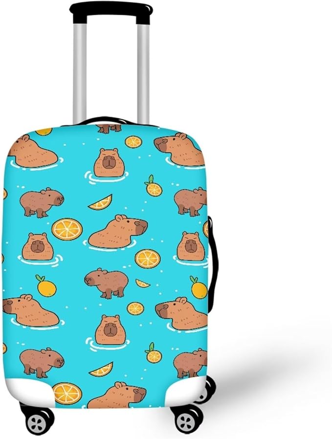 Capybara Suitcase Cover Elastic Luggage Covers for Suitcase Fit 26-29 Inch, Zip Closure Baggage Case Anti-Scratch Luggage Covers Protector Cute Cartoon Animal Baggage Cover