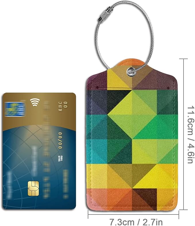 2 Pack Luggage Tag for Suitcase, Cute Unique Leather Suitcase Tags Identifiers with Privacy Name Address Labels & Durable Steel Loop for Women Men Travel