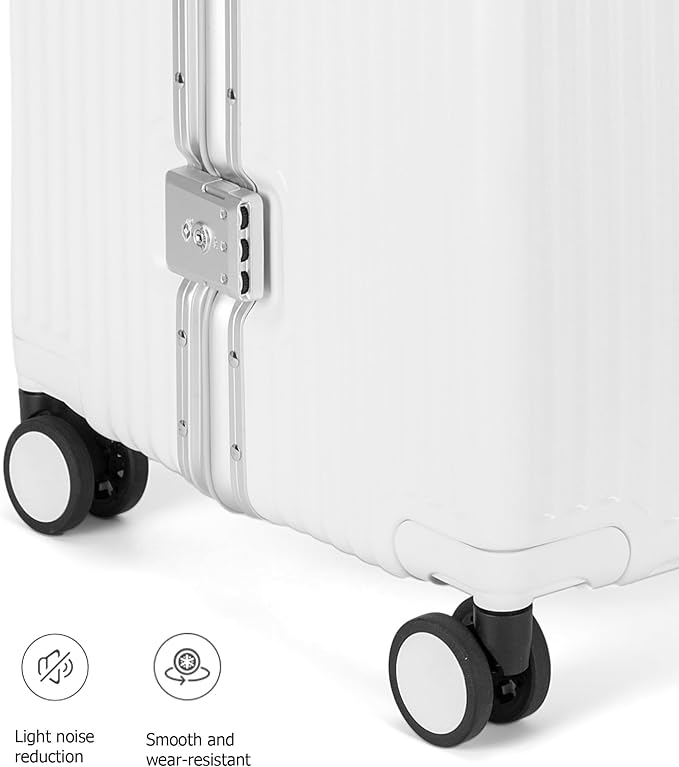 feilario 30in Super Large Captain Aluminum Frame Hardside Spinner Wheels Luggage, Removable Wheels Zipperless Checked Suitcase with Cup Holder/Phone Holder