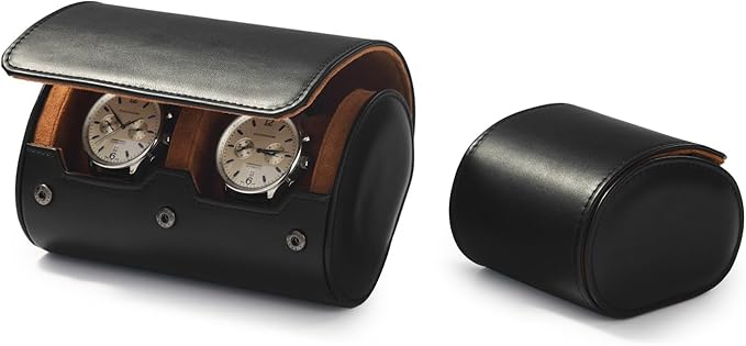 Oirlv Premium Leather Watch Roll Travel Case 3-Slot Watch Box for Men and Women Storage & Organizer Display, Anniversary Birthday（Black）