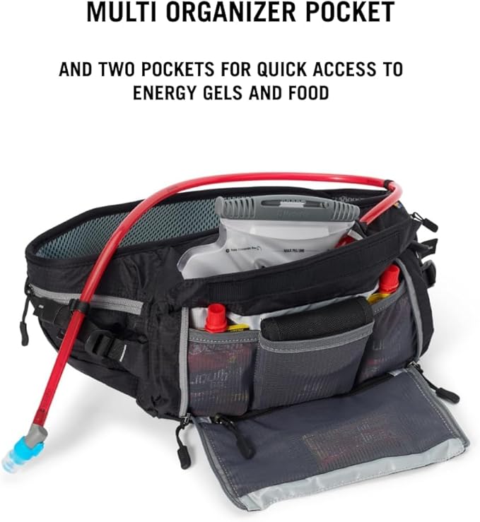 USWE Zulo Hydration Hip Pack - with Organizer and Side Pockets, Bounce Free Hip Belt (Crazy Yellow, 6L)