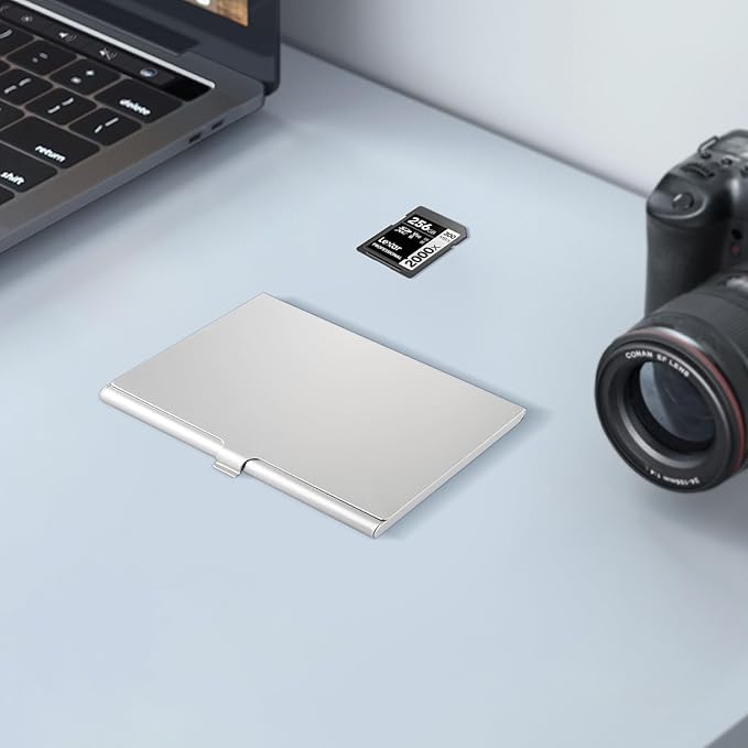 Aluminum SD Card Case, 6Slots Ultrathin SD Card Holder, Memory Card Storage Holder, Fit for 2 SD Card, 4 Micro SD Card, Silver