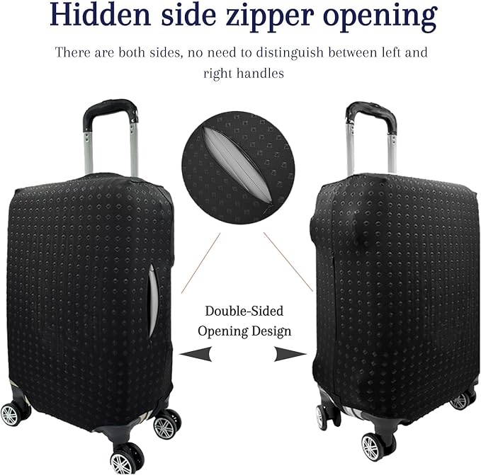 Luggage Cover, Protective Washable Suitcase Cover - Travel Elastic Spandex Suitcase Protector Fits 19 to 20 Inch Black