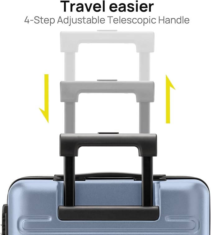 Carry on Luggage 22 X 14 X 9 Airline Approved, 20 Inch Luggage for 3-5 Days Travel, Double Spinner Wheels, 100% Hardshell PC, TSA Lock (09-Blue, Checked 24-Inch)