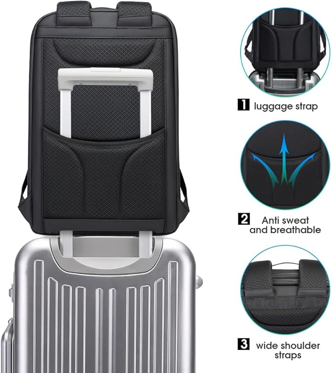 BANGE Business Laptop Backpack Fits 15.6 Inch Notebook, Anti Theft Work Backpack with USB Charging Port for Office Work Airplane Business Travel…