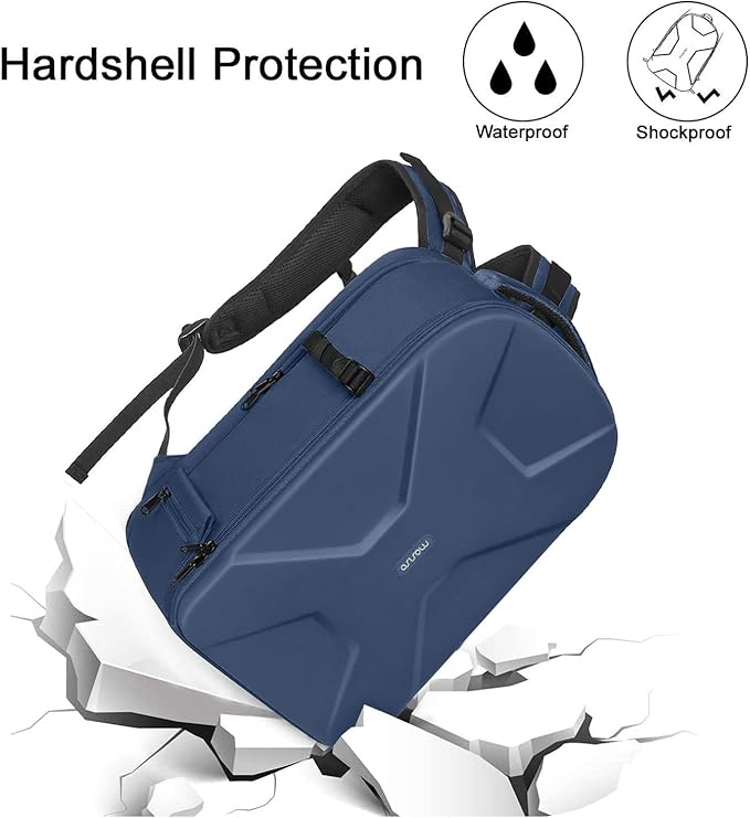MOSISO Camera Backpack, DSLR/SLR/Mirrorless Photography Camera Bag 15-16 inch Waterproof Hardshell Case with Tripod Holder&Laptop Compartment Compatible with Canon/Nikon/Sony, Steel Blue