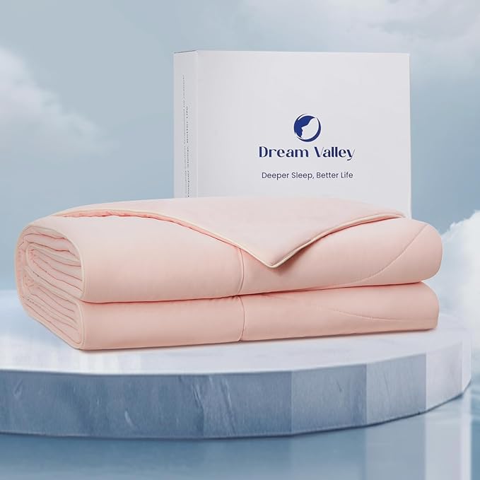 Dream Valley® Outlast® Deepsleep Cooling Comforter, Throw Size, NASA-Grade Space Technology Cooling Blanket for Hot Sleepers Night Sweats, Q-Max > 0.45 Aerocool™ Breathable, Pink Blush, 60"x80"