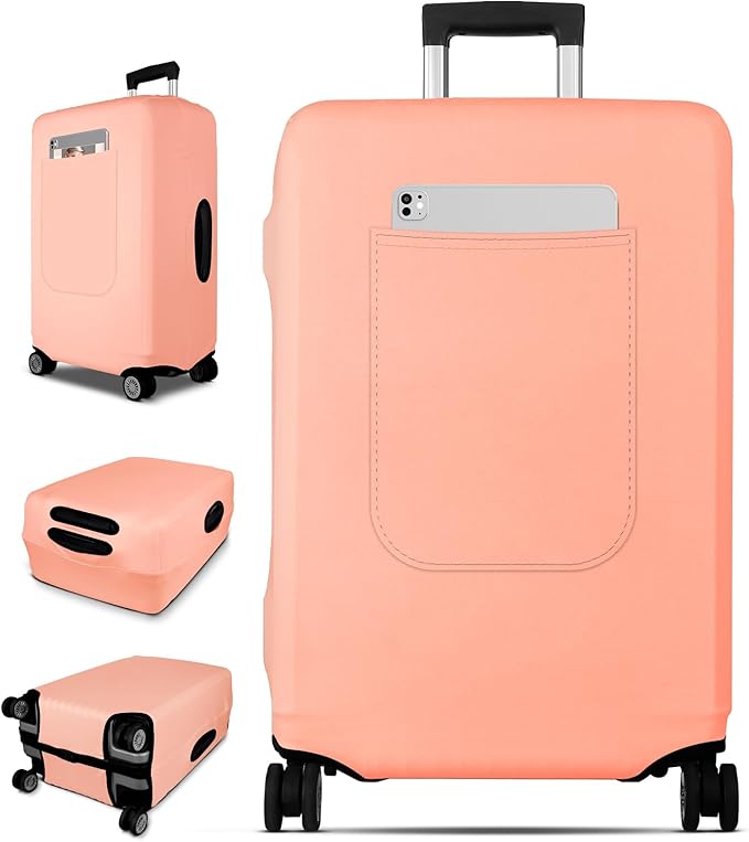 Slohif Luggage Cover for Suitcase Tsa Approved Protector - Luggage Sleeve Suit Case Cover Travel Stretch Large Baggage Case Protective Washable Fit 22-24 Inch Rose
