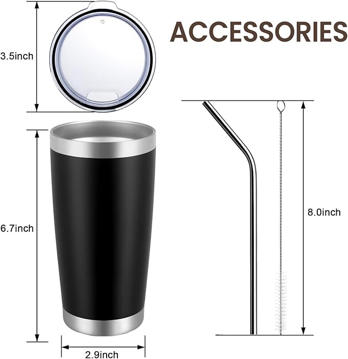 MEWAY 20oz Tumbler 12 Pack Double Wall Vacuum Insulated Travel Glitter Mug Bulk, Stainless Steel Tumblers with Lid and Straw, Powder Coated Coffee Cups for Woman(Gradient Black,Set of 12)