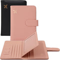 Melsbrinna Rfid Passport Holder for Travel women/Men, Cute Passport Wallet Rfid Blocking Card Slots, Rfid Passport Cover/CaseTravel Wallet, Passport Book Holder (2, Black pink)